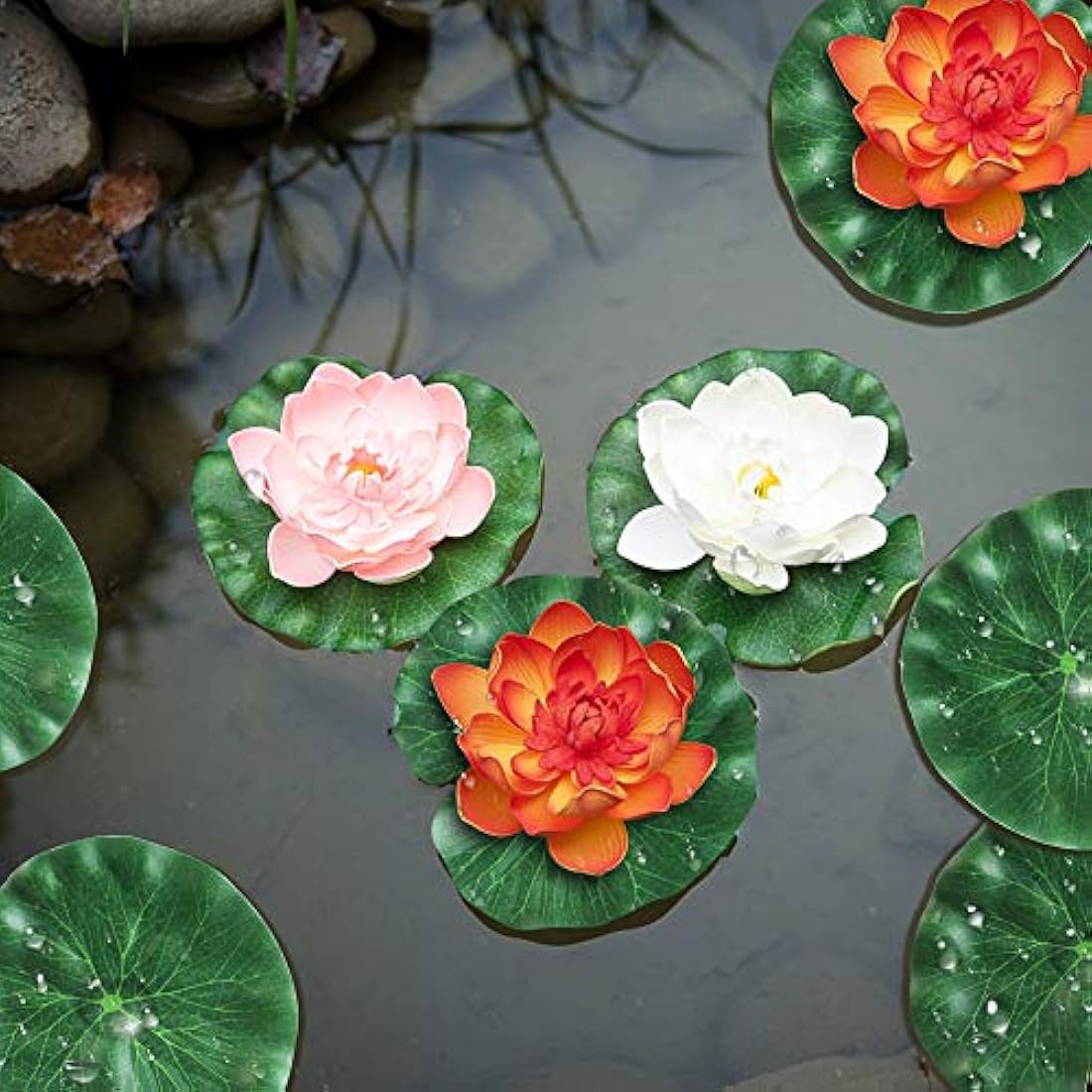 CODIRATO 10 Pcs Artificial Floating Foam Lotus Leaves Artificial Foliage Pond Decor - 18cm