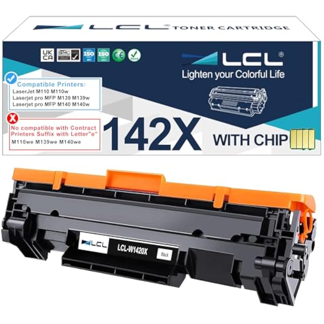 LCL 142X Toner Cartridge Replacement for HP 142A W1420A 142X W1420X Replacement for HP LaserJet M110 M110w MFP M139 M139w M140 M140w Printer (1 Pack)