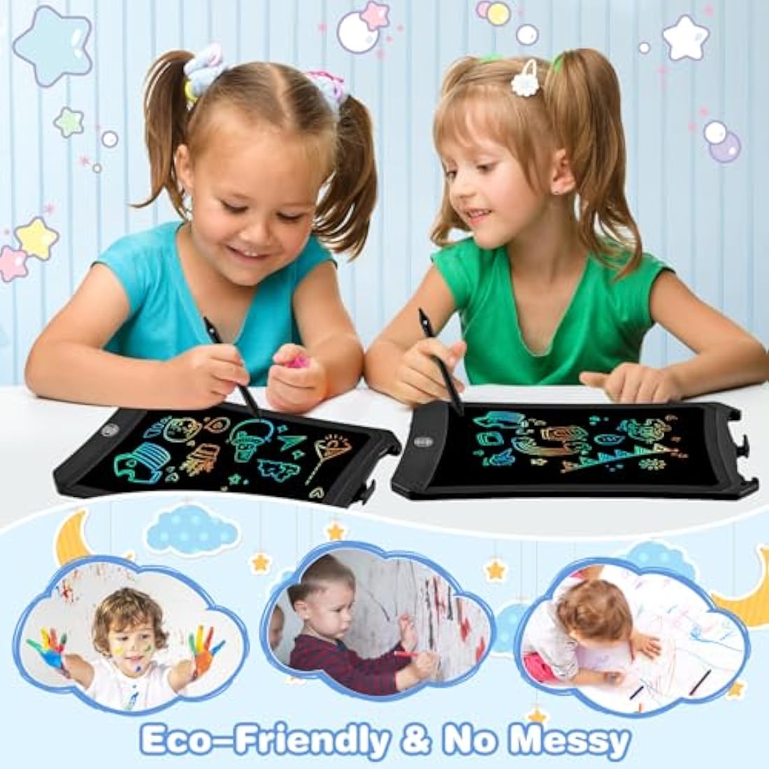 PINKCAT 8.5in LCD Writing Tablet - Colorful Screen Doodle Scribbler Pad Drawing Board Learning Educational Toys - Gift for Kids 3-6 7 8 9 Years Old Girl Boy (8.5in, Black)