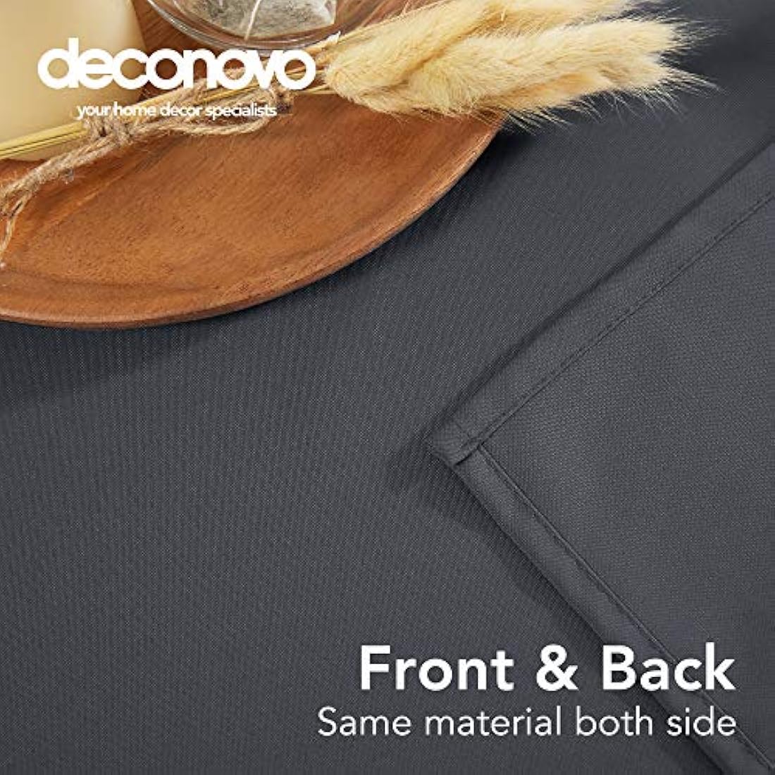 Deconovo Home Decorative Oxford Wipeable Tablecloth Rectangle Water Resistant Tablecloth for Patio Table Table 140x240cm(55x95in) Dark Grey