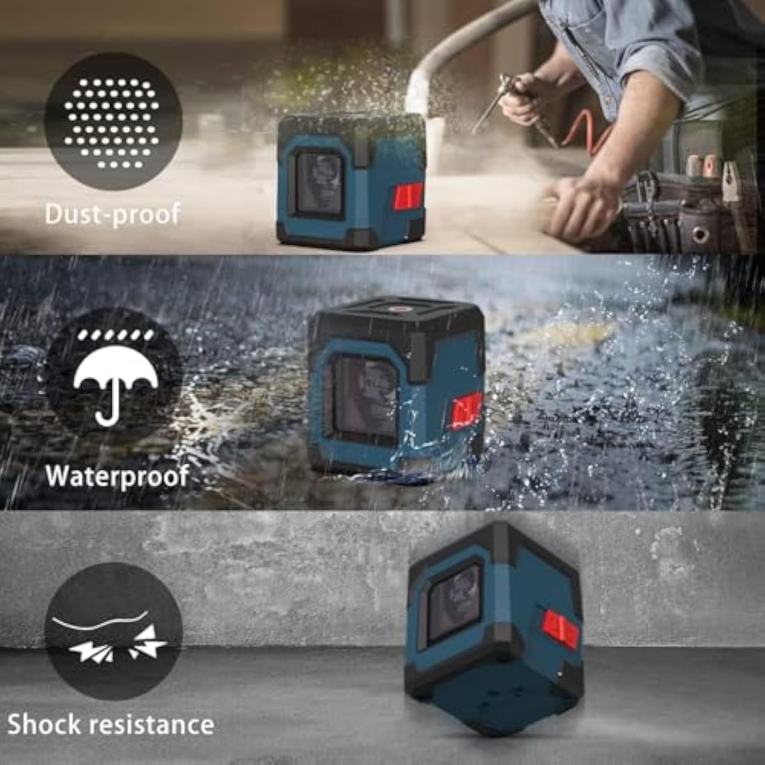 Laser Level Green,RockSeed Cross Line Laser Leveler Horizontal and Vertical Points Rotatable 360 Degree Self Levelling Spirit Levels Manual/Self-Leveling Mode IP54 Carrying Pouch,Battery Included