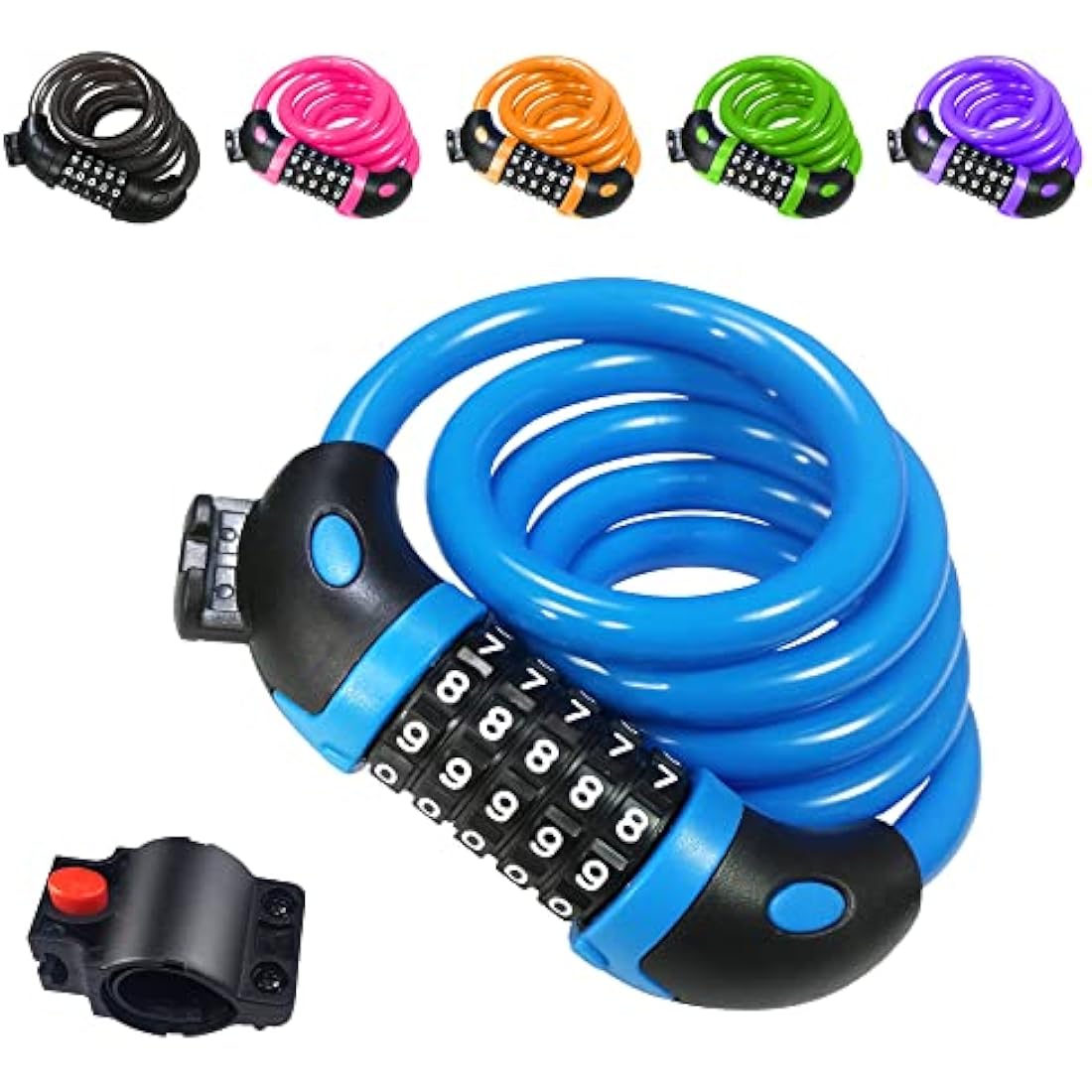 REHKITTZ Bike Lock Bicycle Locker Combination 5 Digit 120cm/12mm Long Cycle Cable Locks Bikes Chain High Security for E-Bike Mountain Bike Outdoor Ski Gate Accessories
