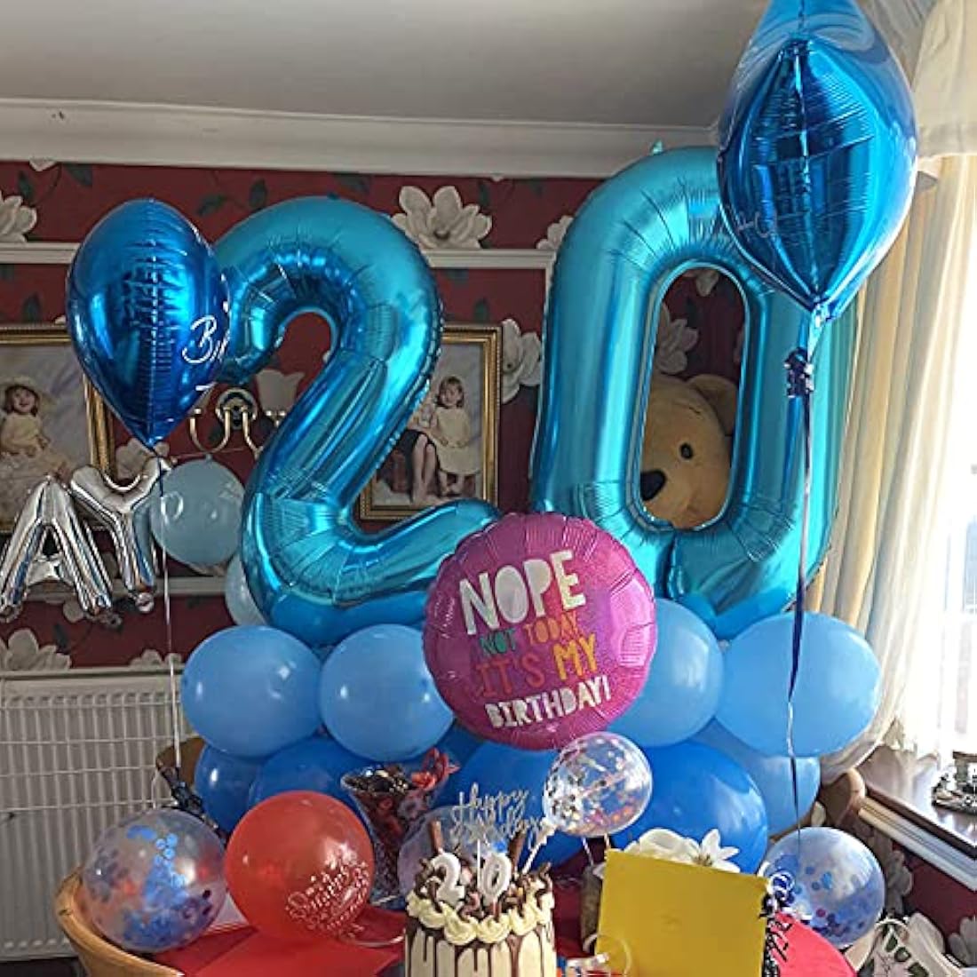 Blue 0 balloons 40 Inch Blue Number Large Balloons Mylar Foil Big Digital 0 1 2 3 4 5 6 7 8 9 Giant Helium Balloon Birthday Party Decoration （Blue No.0）
