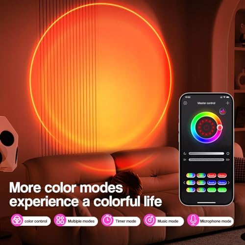 Sunset Lamp Projection - 16 Colour | Sunset Light with 24Keys Remote Multicolour - USB Port-Colour Changing & Fade Mode - 【𝐔𝐩𝐠𝐫𝐚𝐝𝐞𝐝】 App Control