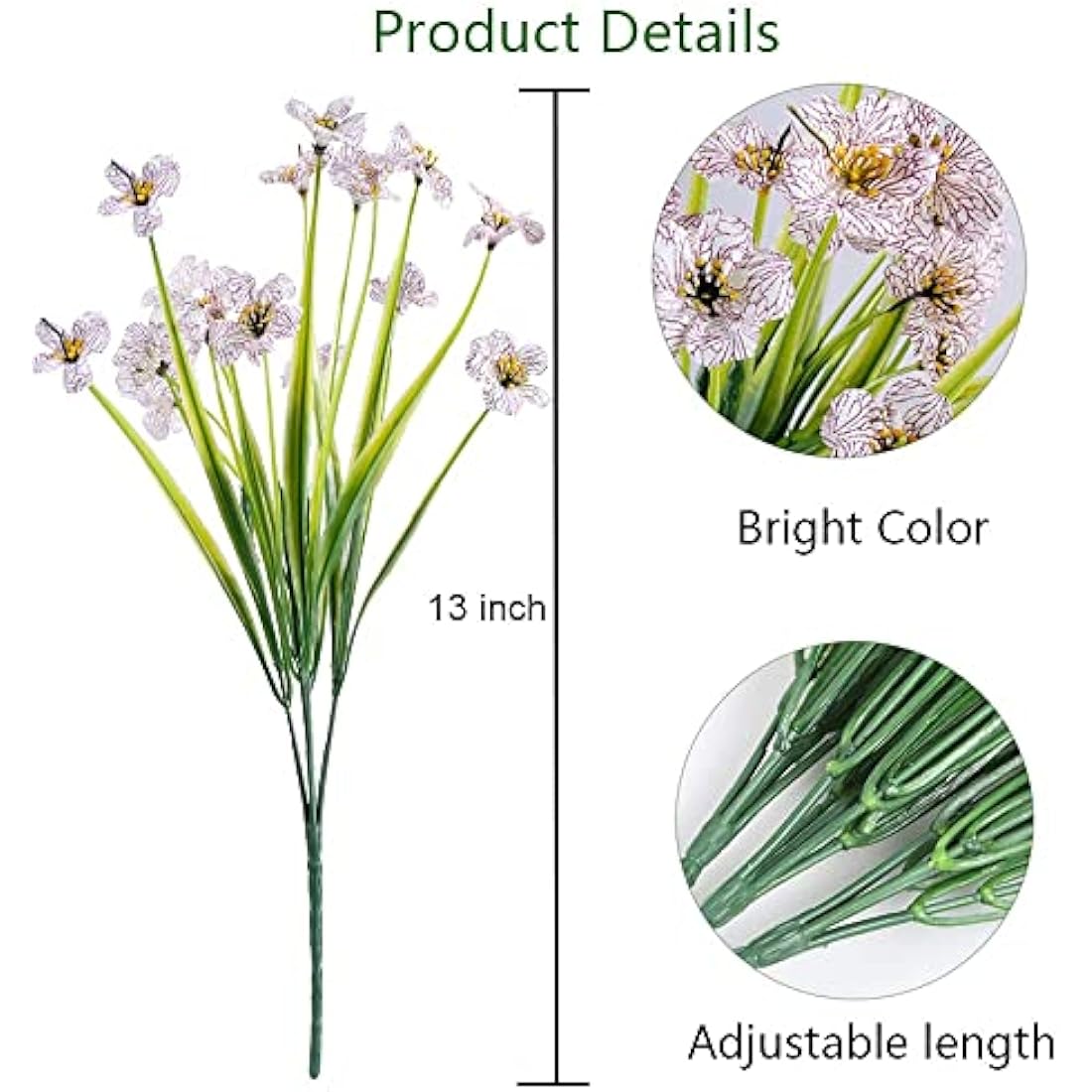 12 Bundles Artificial Flowers Outdoor UV Resistant Decorative Fake Flowers Greenery Shrubs Plants Faux Flowers Indoor Outside Hanging Planter Home Garden Porch Patio Window Box Wedding Decor (White)