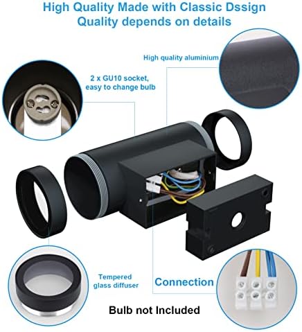 Klighten 2 pcs Outdoor Wall Lights IP65, Up Down Outside Lights, Exterior Lighting Aluminum Modern Wall Lamp for Garden Entrance Terraces, Socket GU10, Bulb not Included, Anthracite