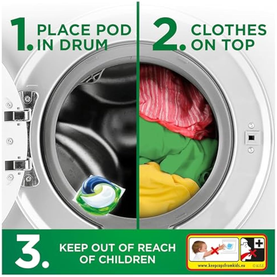 Ariel All-in-1 PODS®, Washing Liquid Laundry Detergent Capsules 108 Washes (54x2), Original, Outstanding Stain Removal In 1 Wash, Brrrilliant In Cold & Short