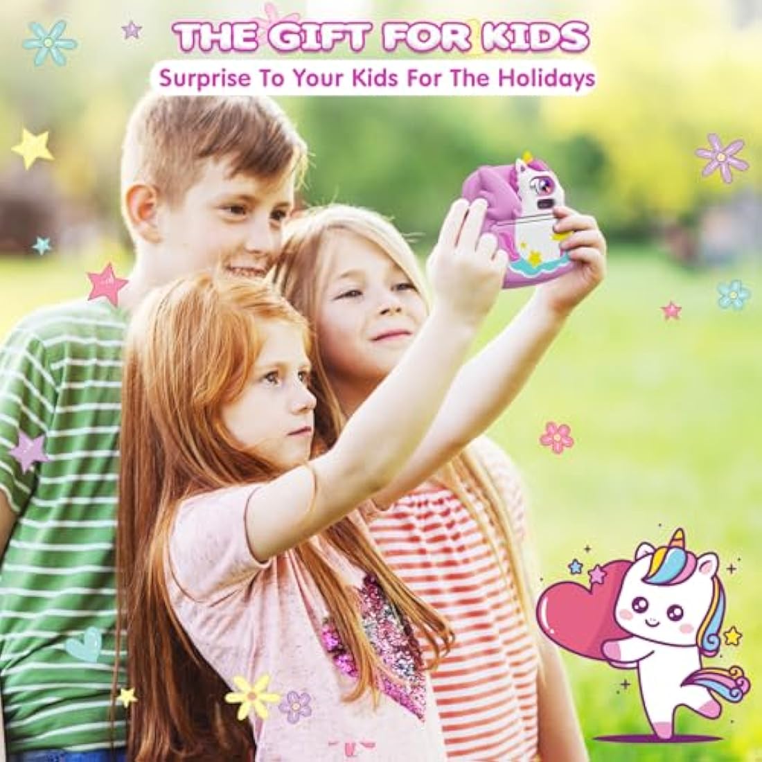 CAMCLID Kids Camera Instant Print, 2.4’‘ Instant Camera for Kids with 32G Card & Print Photo Paper, 1080P HD Video, Christmas Birthday Gifts for Boys Girls Age 3-12 (Purple)