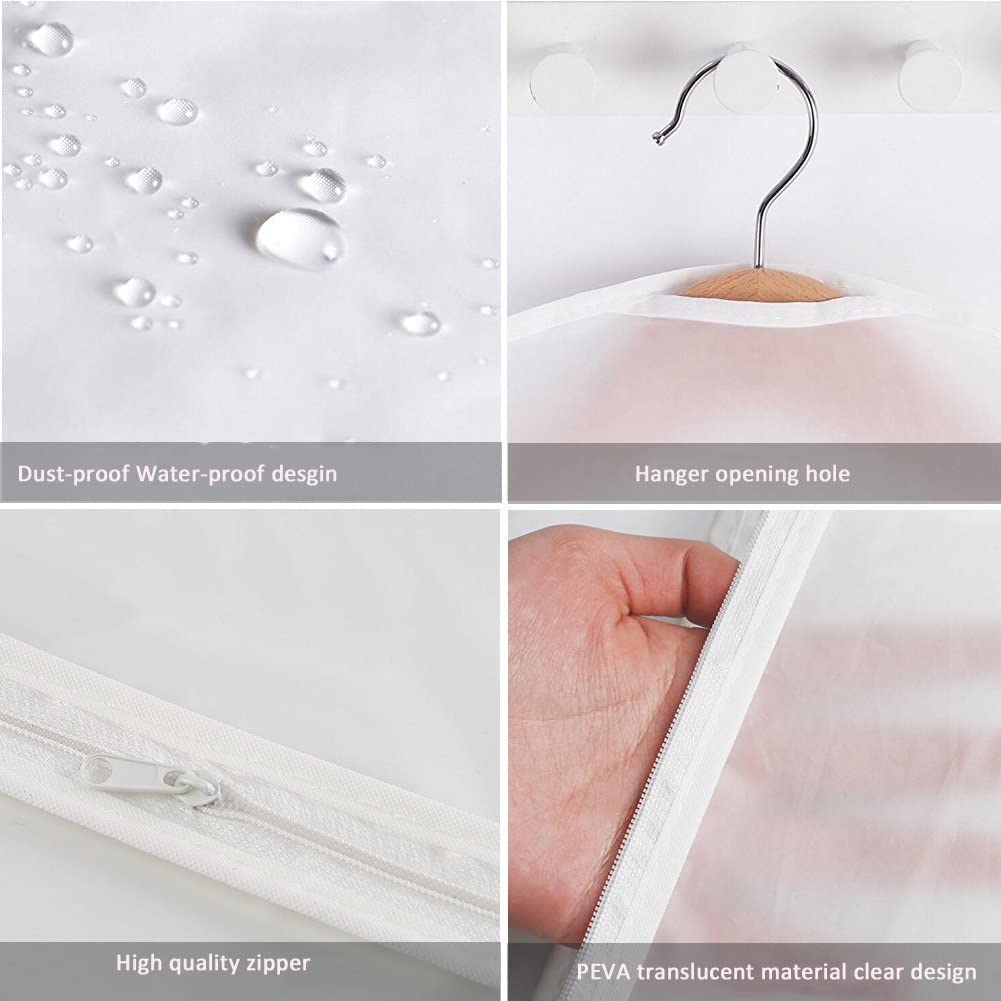 Garment Bags, Breathable 63 inch(6 PCS) Long Wedding Gowns Dress Bags Coat Clothes Covers Bags Moth Resistant Hanging Zipped Garment Bags for Long