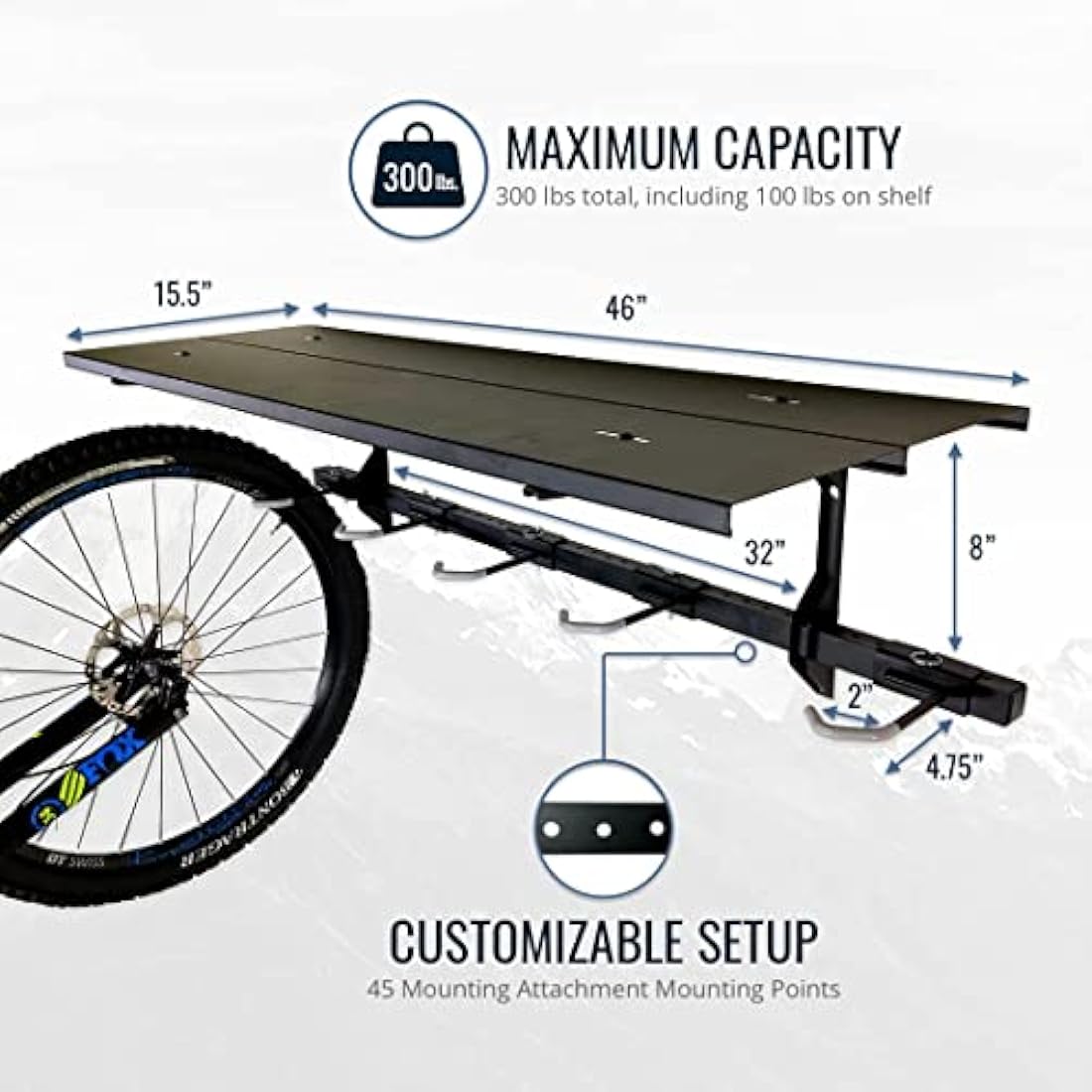StoreYourBoard 5 Bike Storage Rack with Shelf, Holds 135 kg, Indoor Wall Mount, Adjustable Cycling Organizer