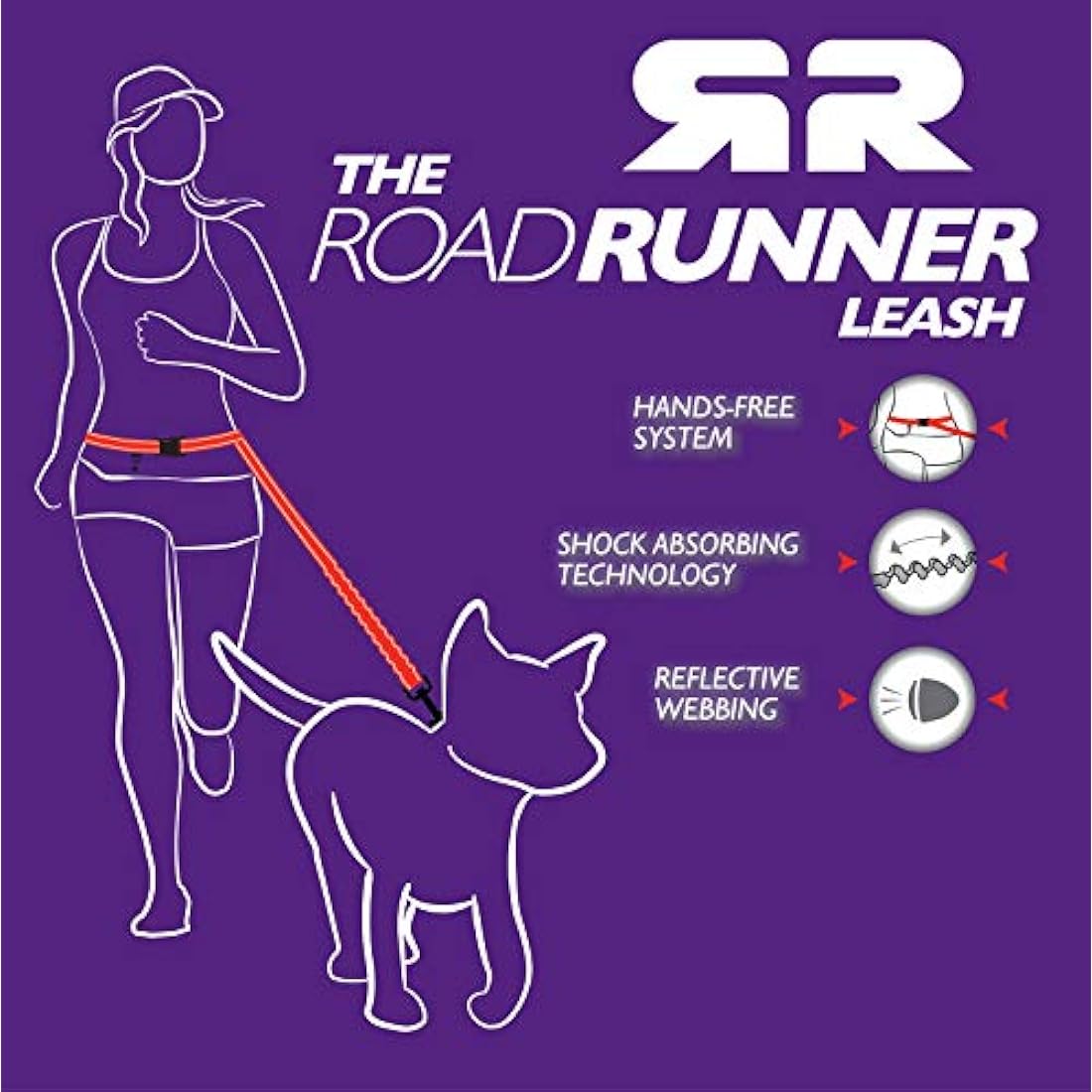 EzyDog Road Runner Dog Lead, 82-Inch, Red