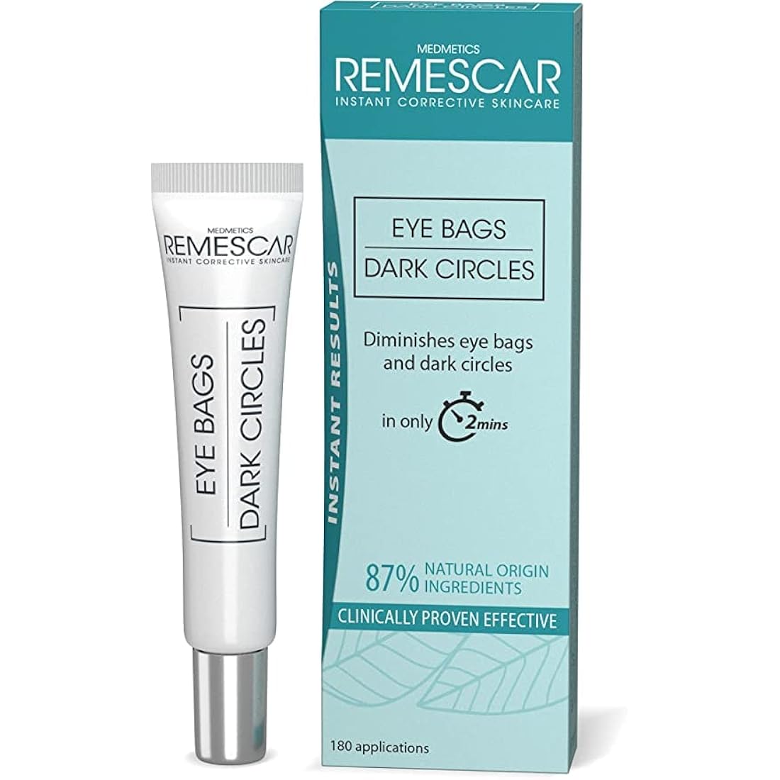 Remescar Eye Bags & Dark Circles Cream 8ml – Instant Eye Cream for Dark Circles & Puffiness – Reduces Bags Under Eyes in 2 Minutes – 180 Applications