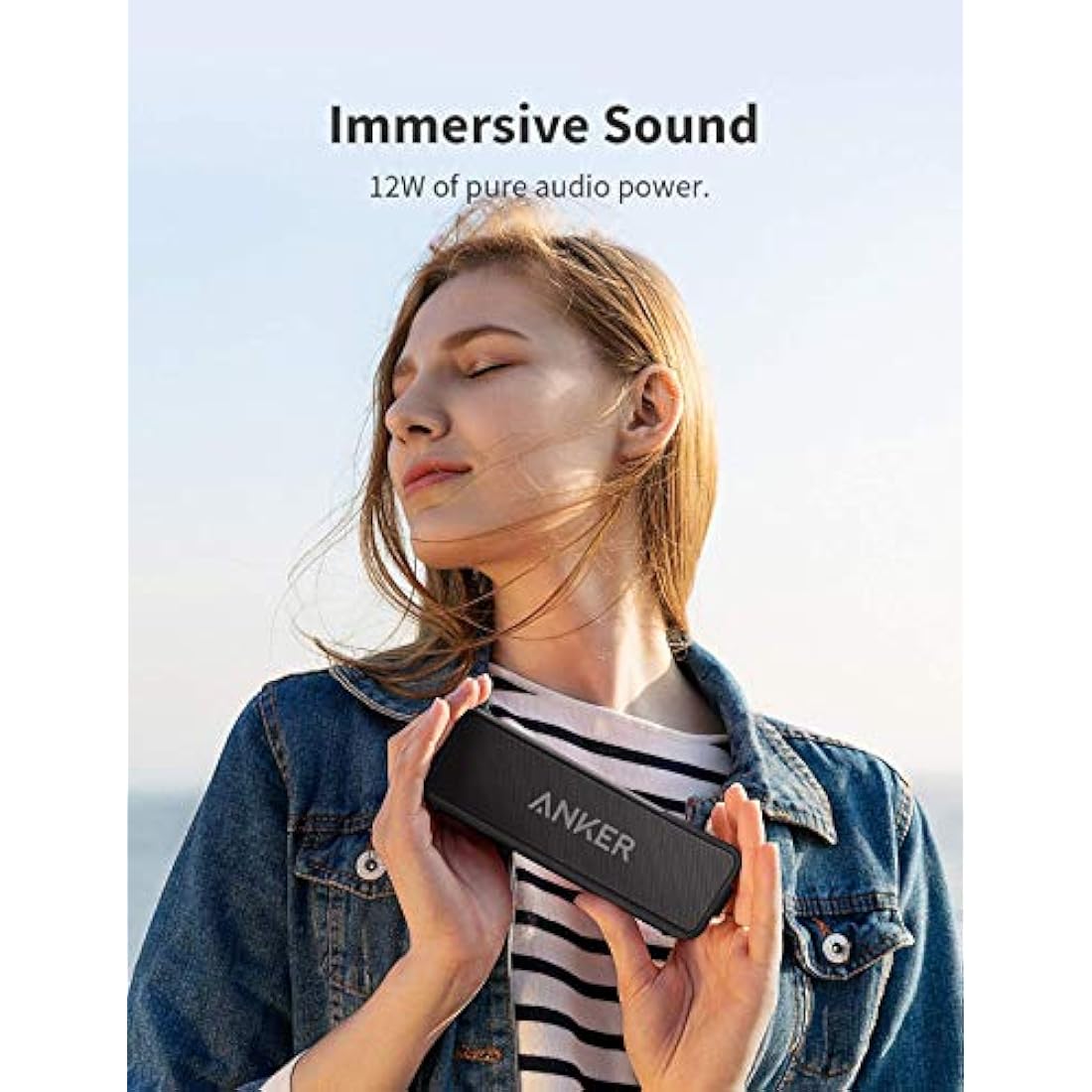Anker Soundcore 2 Portable Bluetooth Speaker with 12W Stereo Sound, BassUp, IPX7 Waterproof, 24-Hour Playtime, Wireless Stereo Pairing, Speaker for Home, Outdoors, Travel