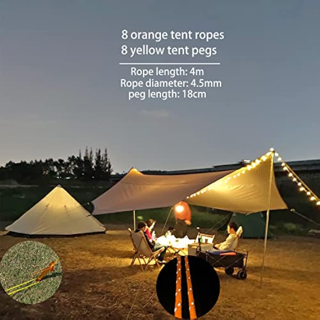 5m X 5m Large Camping Tarps Waterproof Hammock Rain Fly Multipurpose Hexagon Tarpaulin Shelter Tent Groundsheet Outdoor Tarp Awning Canopy （Without Pole）