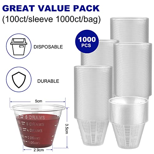 ReliMedPro Graduated Small Plastic Medicine Cups, Bulk Pack of 1000, 1 OZ (30ml) Measuring Cups for Liquid Medication, Paint, epoxy, Pills and Resin