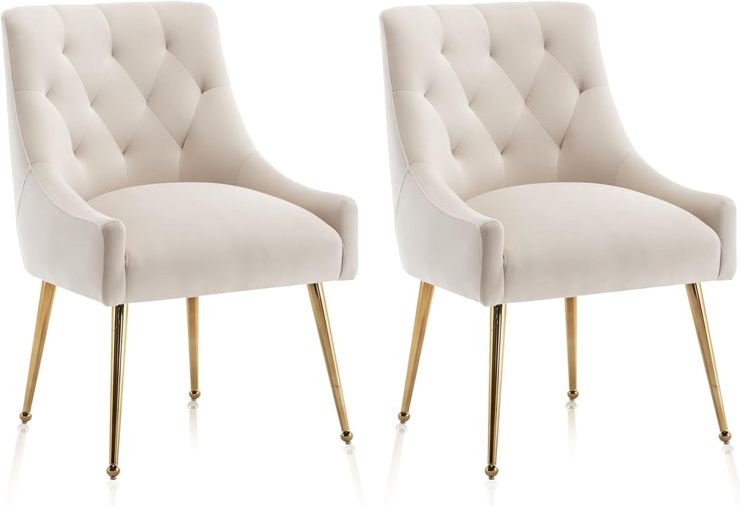 SEYNAR Dining Chair Set of 2,Modern Velvet Dining Chairs with Gold Legs,Elegant Tufted Accent Chairs for Reception, Living Room or Study Room