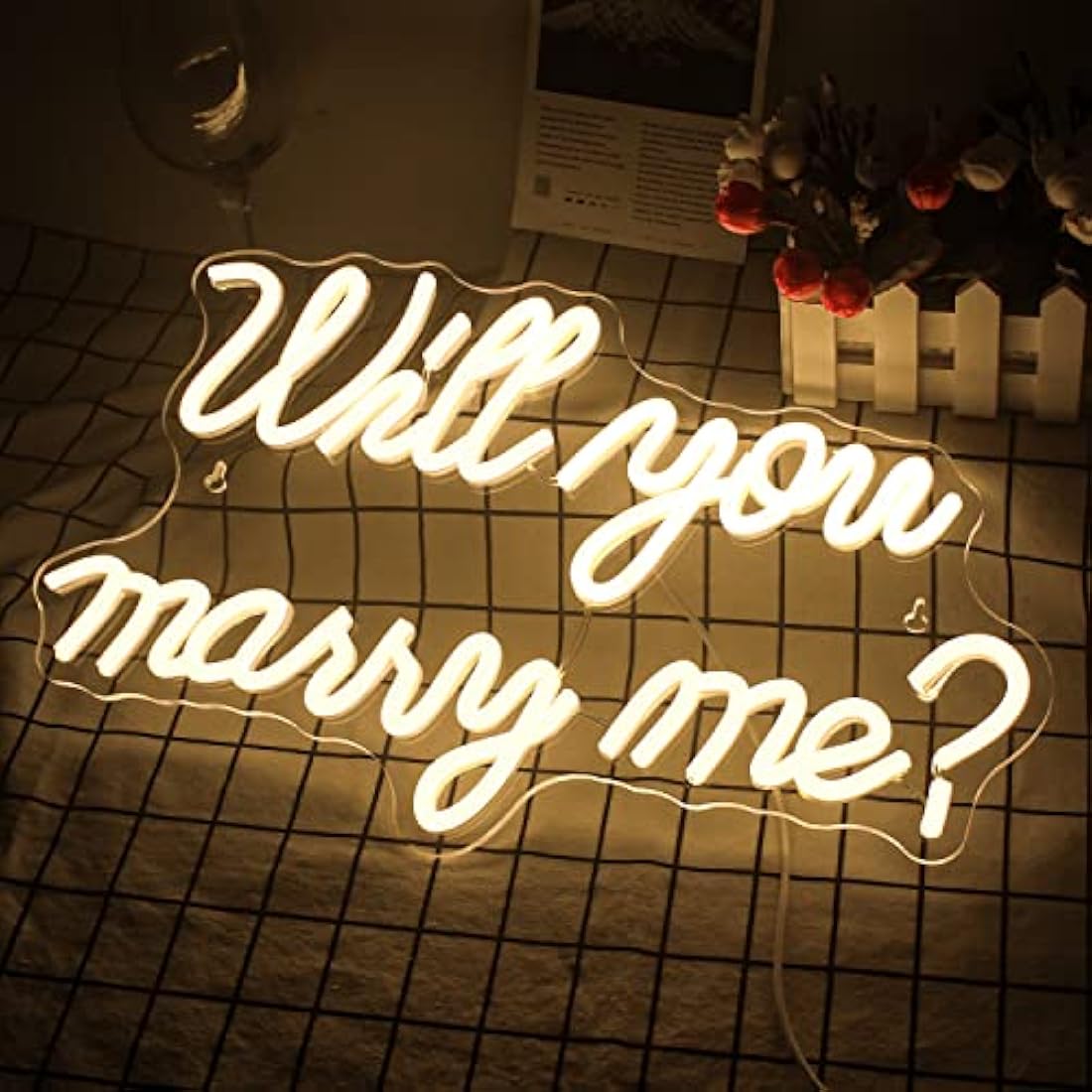 wanxing Will You Marry Me Neon Sign for Wall Decor Wedding LED Letters Neon Sign Powered by USB Light Sign for Proposal Decorations Wedding Party Valentines Day Girlfriend(Warm)
