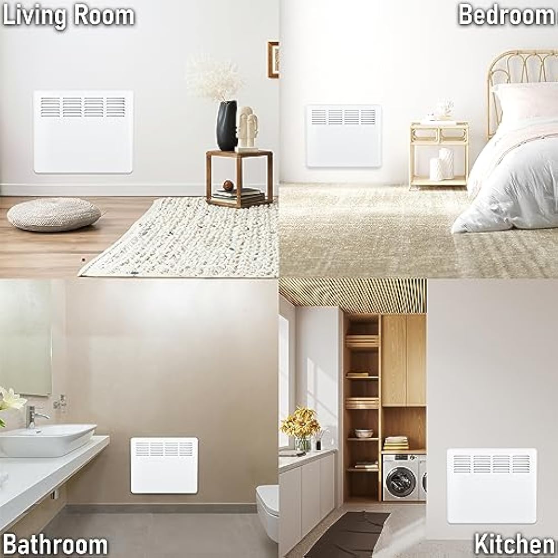 MYLEK Panel Space Heater 1KW Eco Smart WiFi App Radiator Electric Low Energy, 1KW,1.5KW, 2KW Available - Wall Mounted or Floor Standing, Bathroom IP24 Rated for Homes, Offices (1000w)