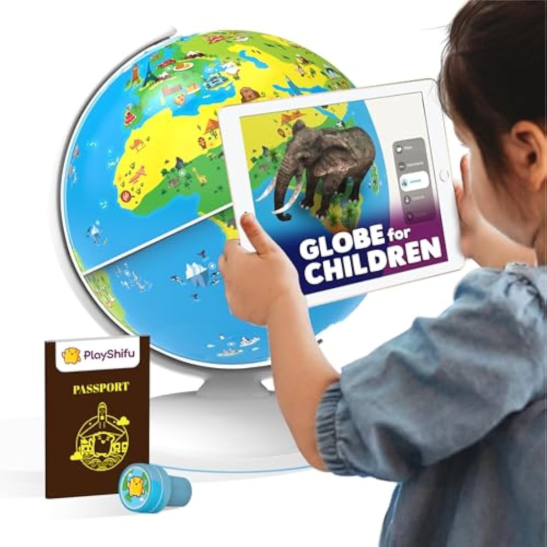 PlayShifu Educational Globe for Kids, Orboot Earth (Globe + App) Interactive AR World Globe, 400 Wonders, 1000+ Facts, STEM Toy Gifts for Kids 4-10 Years, No Borders, No Names on Orboot Globe
