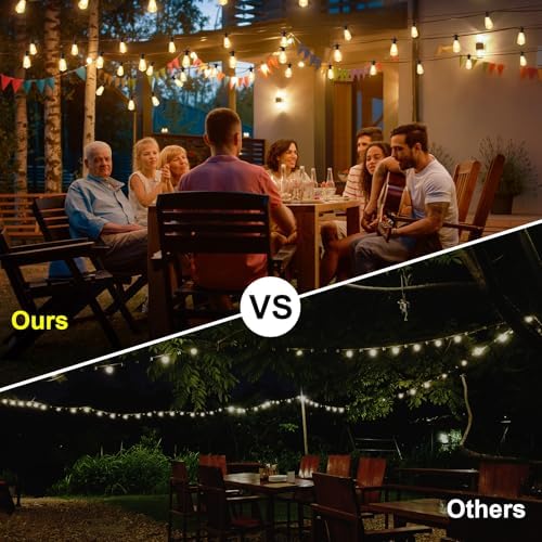 Zuske Garden String Lights Outdoor, 30M Festoon Lights Mains Powered with 50+3 ST38 Shatterproof Bulbs, Waterproof IP65 Patio Lights for Outside Yard Gazebo Backyard Terrace Party Porch(Warm White)