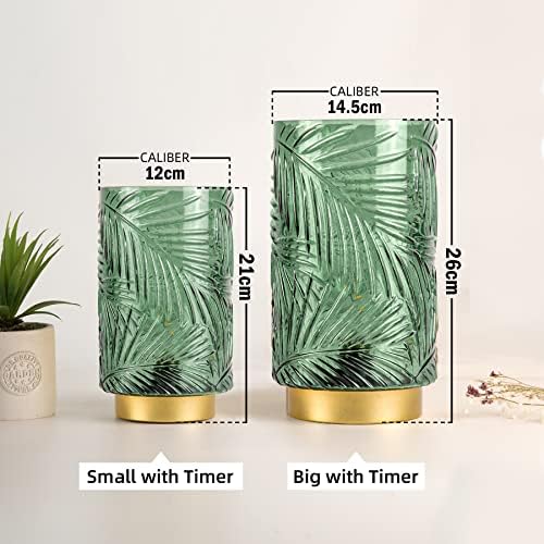 L-Green Battery Operated Table Lamp with Timer - Decorative Cordless Night Light for Home Décor - Table Centerpiece for Living Room/Bedroom/Tabletop/Entryway