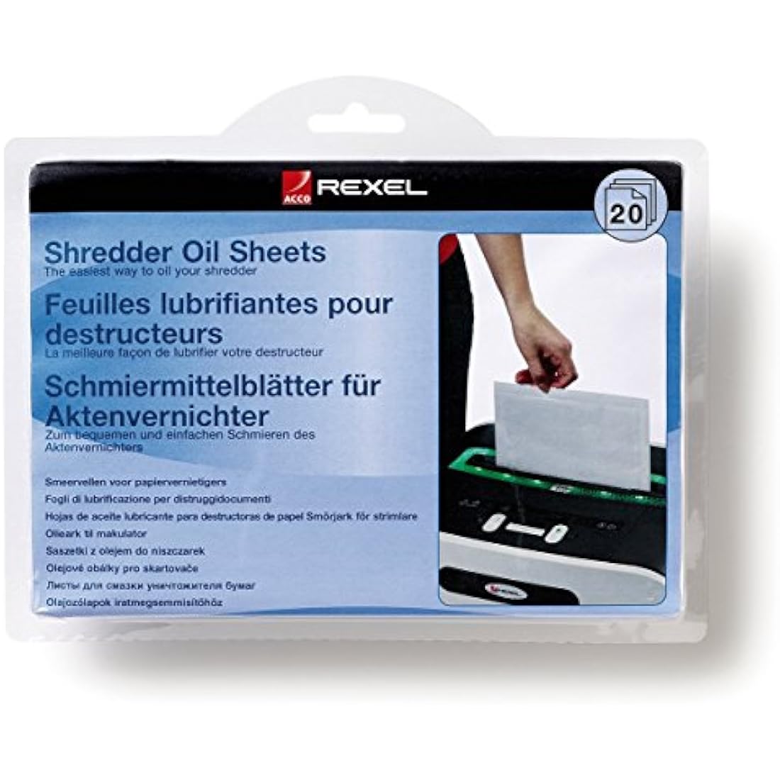Rexel 2101949 Shredder Oil Sheets, Shredder Maintenance,white,, Pack of 20, A5 Size