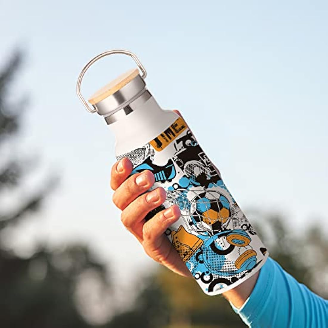 PYD Life Sublimation Water Bottle Blanks White 17 OZ Stainless Steel Sports Bottle Vacuum Flask with Bamboo Lid for Tumbler Heat Press Sublimation Print 4 Pack