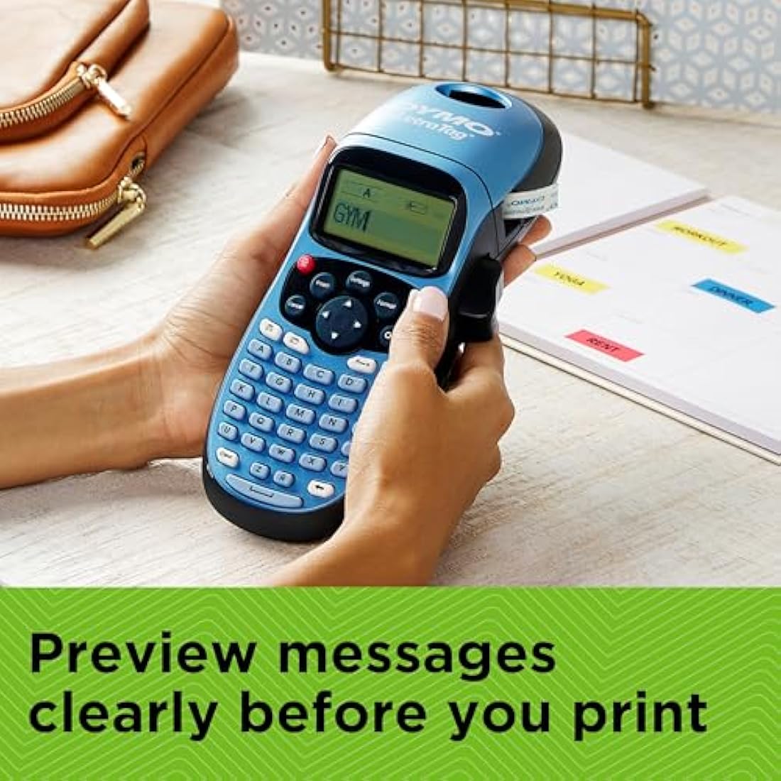 Dymo LetraTag LT-100H Handheld Label Maker | ABC Keyboard Label Printer with Easy-to-Use, 13 Character LCD Screen | for Home or Office | Blue
