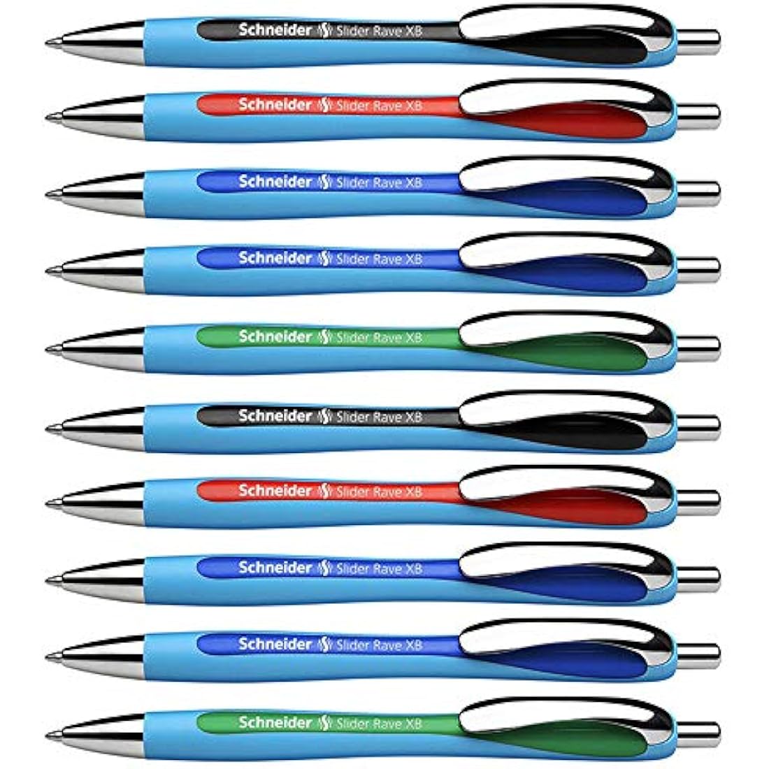 Schneider Slider Rave XB Ballpoint Pen XB Permanent Ink 5 Stück 10er Pack Komplett Pack of 5