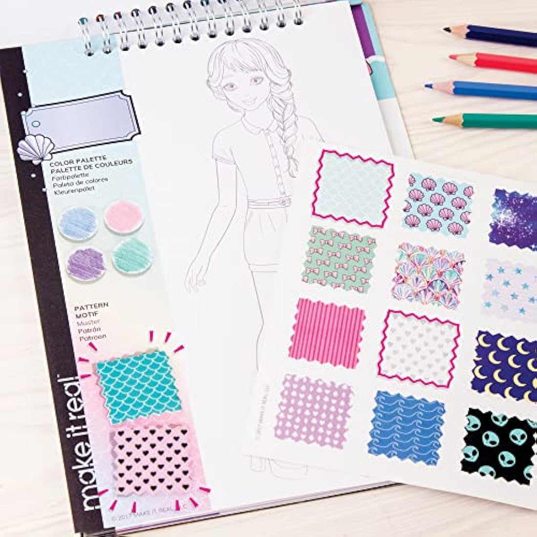 Make It Real – Fashion Design Sketchbook: Pastel Pop. Inspirational Fashion Design Coloring Book for Girls. Includes Sketchbook, Stencils, Puffy Stickers, Foil Stickers, and Fashion Design Guide…