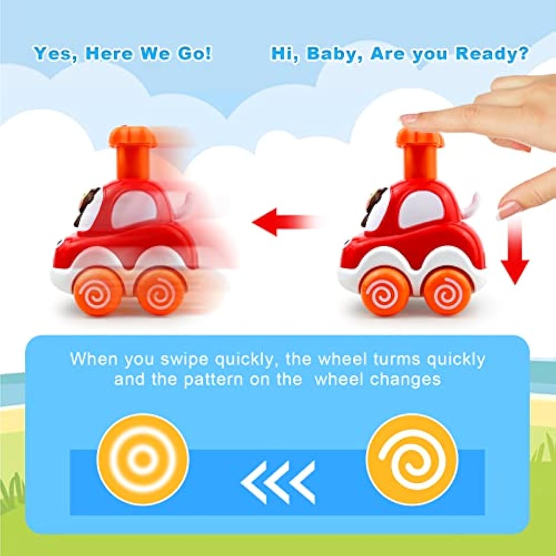 Love&Mini Baby Toy Cars for 1+ Year Old Boy Toddler Toys Age 18M+, 1 2 3 Years Old Boy Gifts Animal Cartoon Press and Go Cars for Toddlers 2-5 Birthday Toys