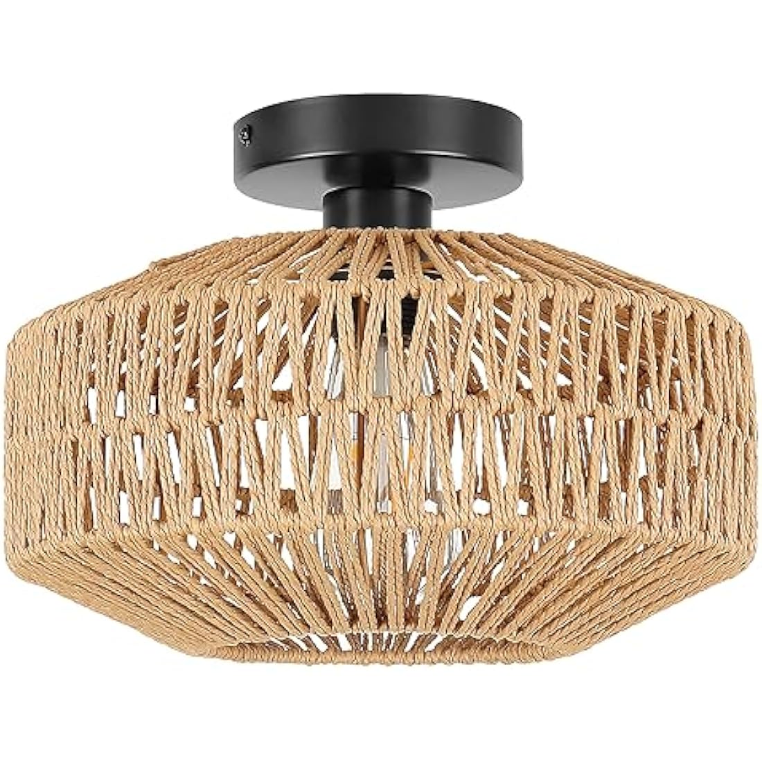 Schindora Boho Rattan Ceiling Lights,Vintage Chandeliers Ceiling Light E27 Rustic Braided Basket Lamp Shades Ceiling for Bedroom Living Room Kitchen Dining Hallway,Without Bulb