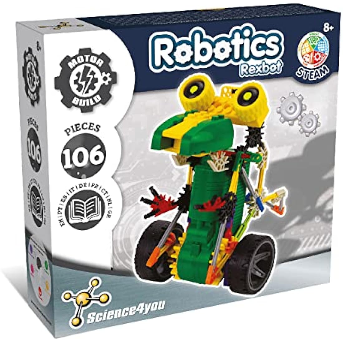 Science4you Robotics Rexbot - Robot Building Toy for Kids Age 8-14, Kit with 106 pieces to Build Your Own Robot and Make it Move, Science Kit and STEM Toy for Kids 8+ years old
