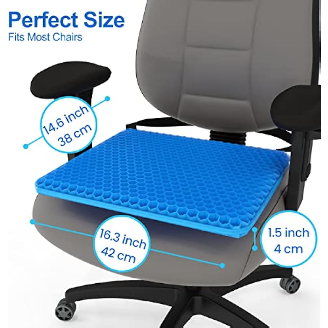 b.comfi® Gel Seat Cushion with 2 x Covers - Pressure Cushion for Coccyx Sciatica & Lower Back Pain Pressure Relief - Office Chair Memory Foam Alternative Wheelchair & Car Seat Cushion