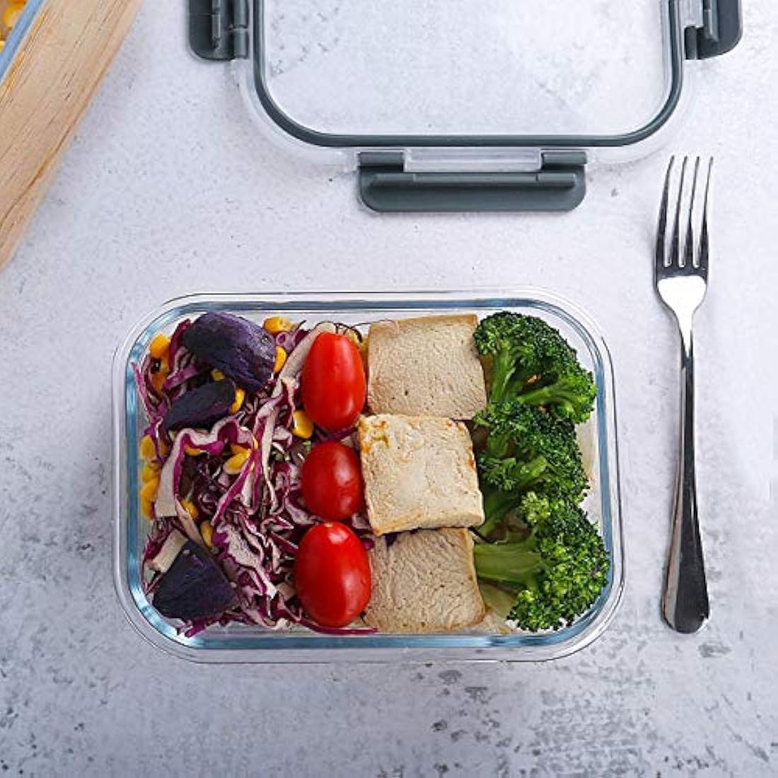 MCIRCO Glass Meal Prep Containers with Lids 1040ml Airtight Glass Food Storage Containers, Set of 5