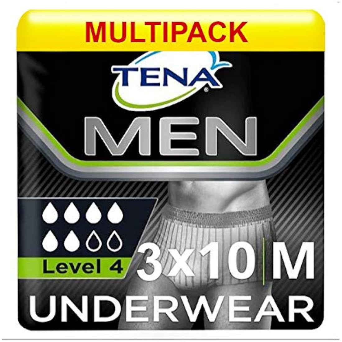 Tena Men Premium Fit Protective Underwear Level 4 - S/M (3 Packs of 10)