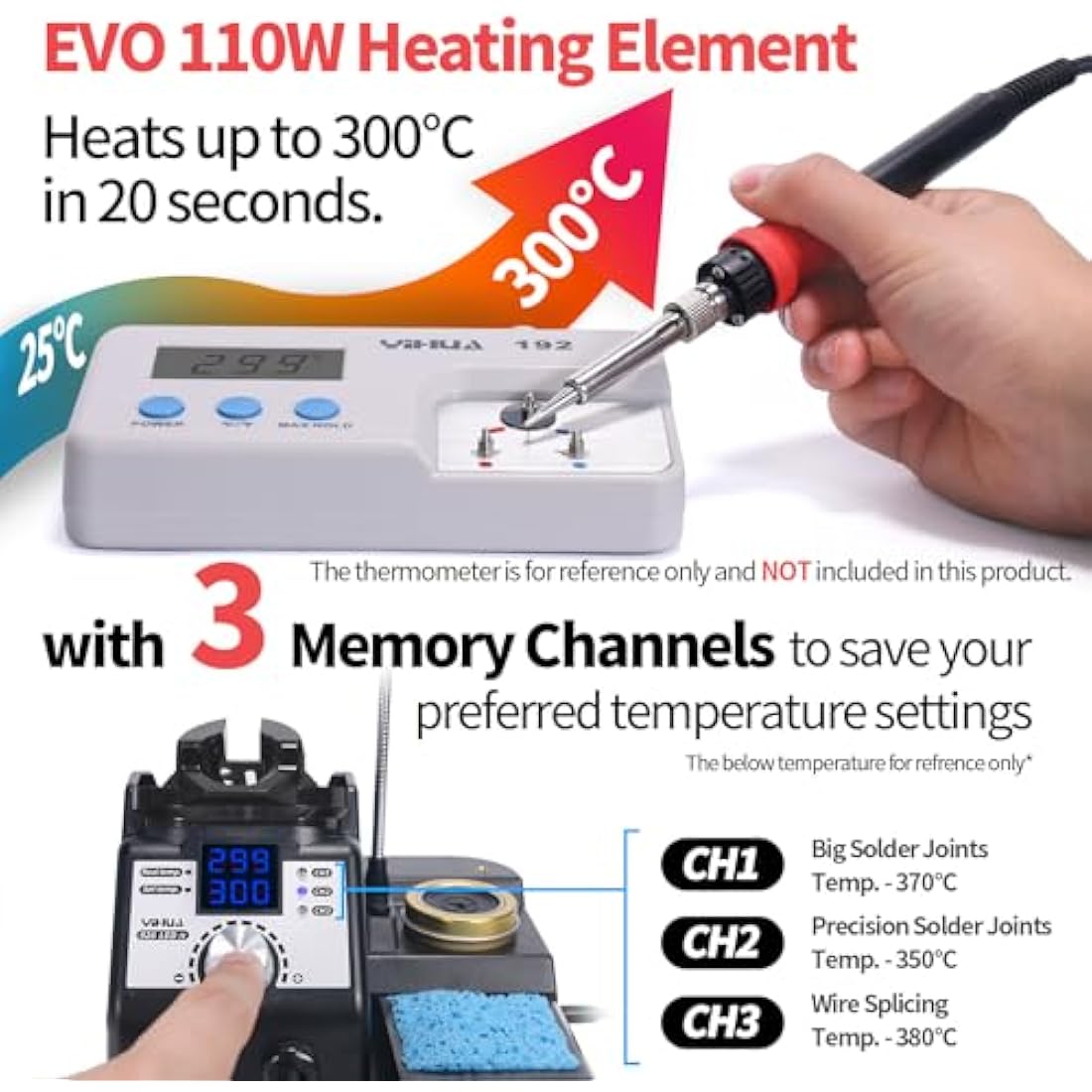 YIHUA 926LED-IV EVO 110W Soldering Station 90~480°C Soldering Kit with 4 Helping Hands, 1 Magnifier with LED, Solder Wire Dispenser, 3 Extra Soldering Tips, 35g Lead-Free Solder Wire(UK Plug)