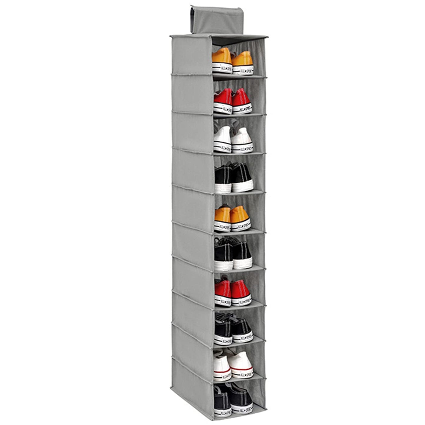 Shoe Organizer 10 Pockets Hanging Shoe Rack Space Saving Shoe Hanger Non-woven Household Sneakers Storage Shelf Clothes Hat Handbag Holder for