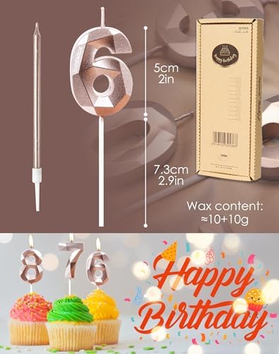 Yiran Rose Gold 30th Birthday Candles Set Number 30 Candle Rose Gold Long Candles Birthday Candles Cake, Birthday Candle, Cake Candles Cake Topper decor Birthday Party Wedding Anniversary