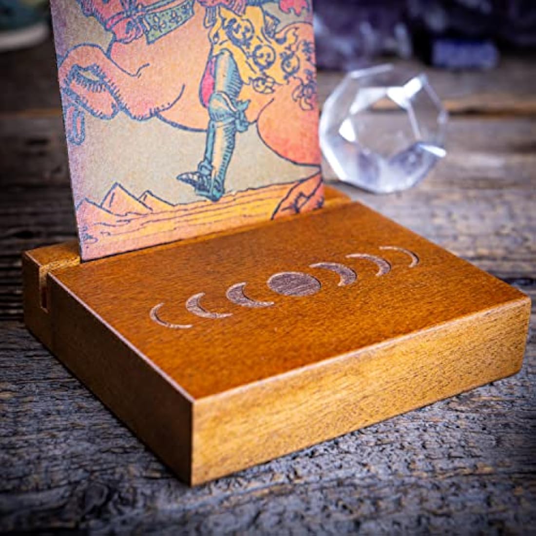 Curawood Tarot Card Holder Stand - Display Your Daily Card Draw - 8.9 cm Small Tarot Card Stand - Witchcraft Supplies, Tarot Accessories, Witchy Gifts, Pagan & Wiccan Altar Supplies, Divination Tools