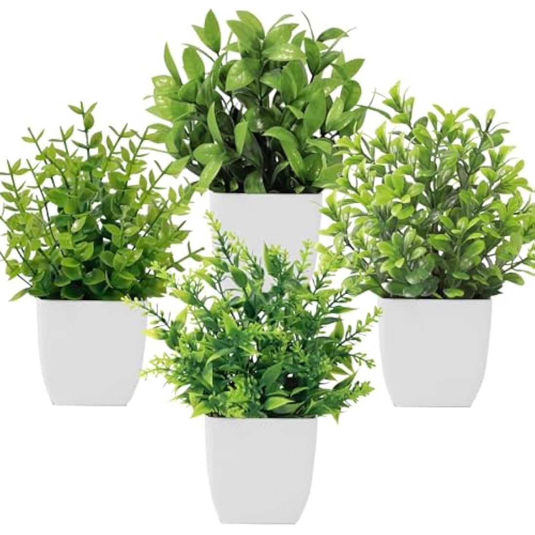 Roqueen 4 Pack Mini Fake Plants Small Potted Artificial Plants Plastic Plants for Home Bathroom Office Table Decoration
