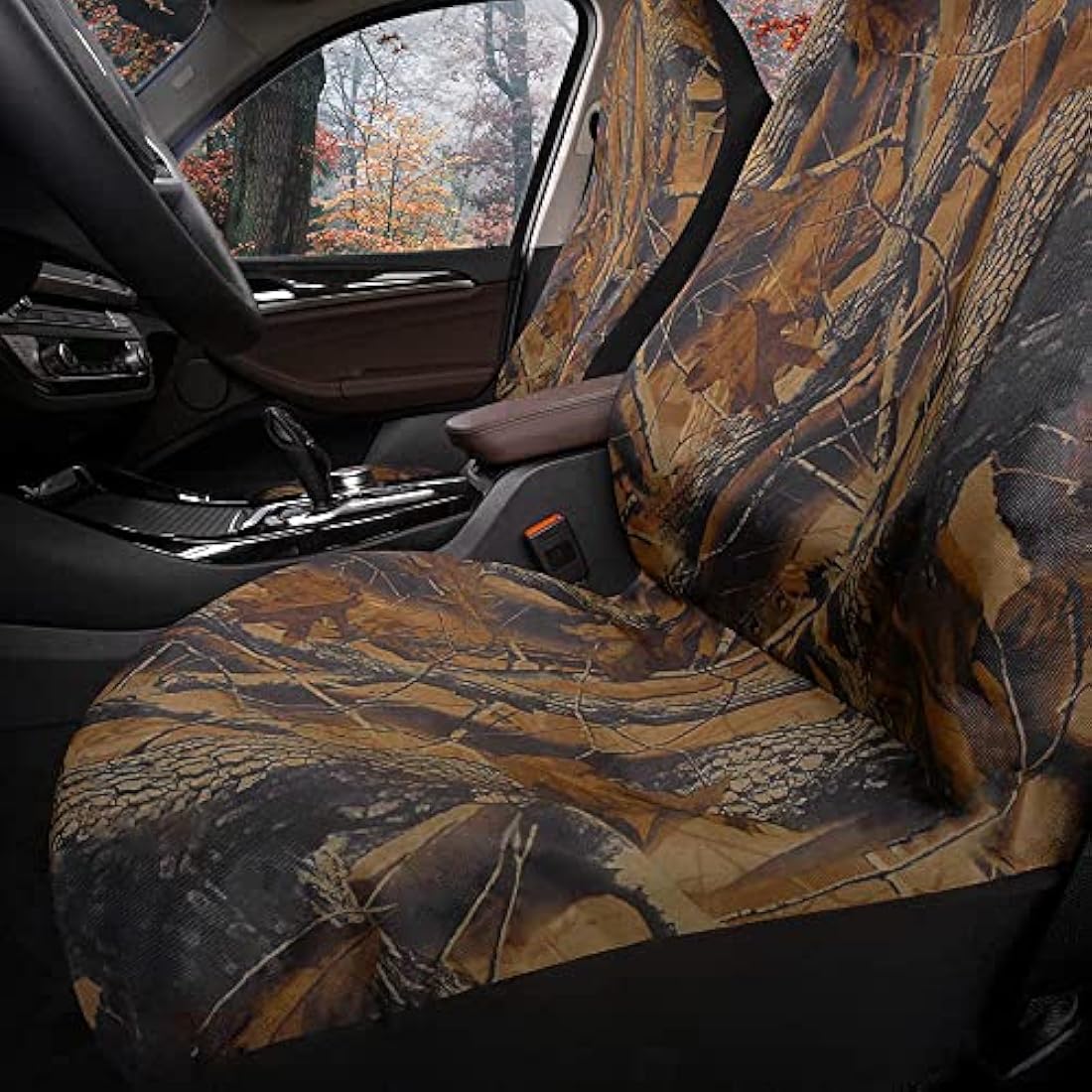 TOYOUN Camo Universal Front Car Seat Covers Waterproof Highback Bucket Design -Fit Most Cars, Trucks, SUVS, Vans 2 PCS Auto Fabric Covers Camouflage Forest Pattern Car Seat Protector