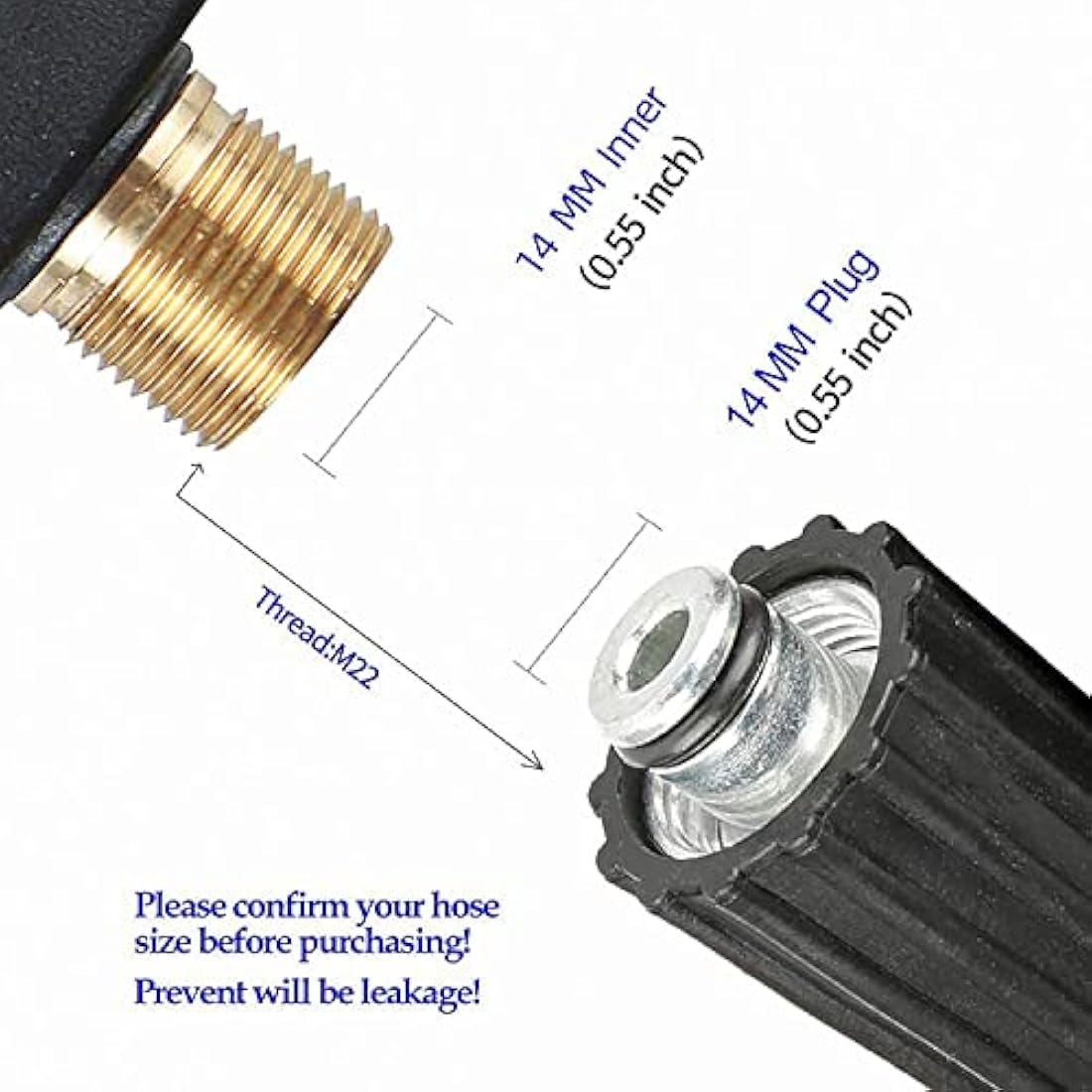 YUET High Pressure Washer Gun with 5Pcs Spray Nozzles, 4350 PSI 1/4" Quick Release Car Washer Gun, Power Short Spray Gun M22 Metric Thread for Car Cleaning Washer M22 14MM Fitting Hose (5 Tips)