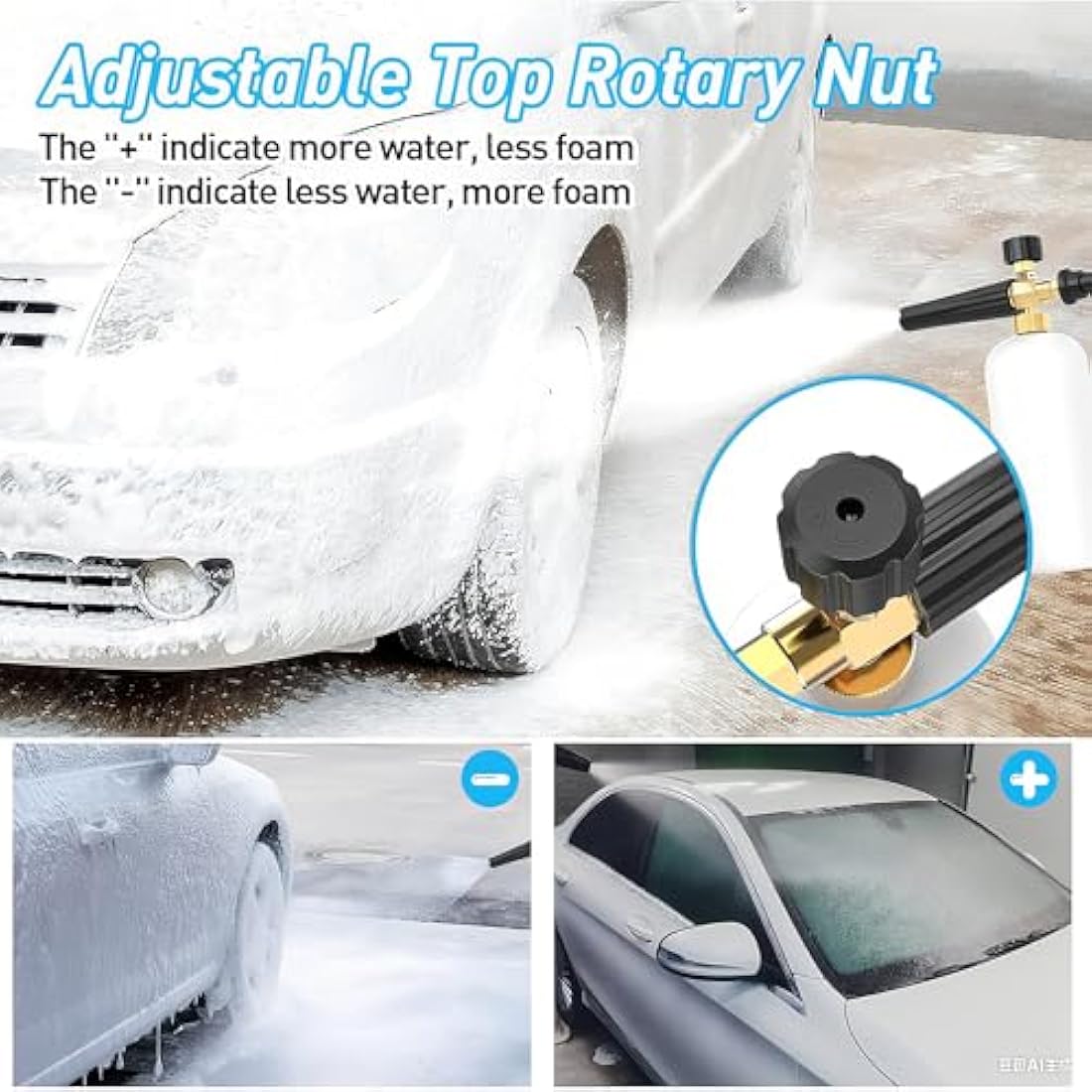 Stone Banks Snow Foam Lance for Karcher K Series K2 K3 K4 K5 K6 K7 Pressure Washer, 1L Adjustable Foam Cannon Gun High Pressure Soap Dispenser Bottle Spray Nozzle for Car Washing Vehicle Cleaning