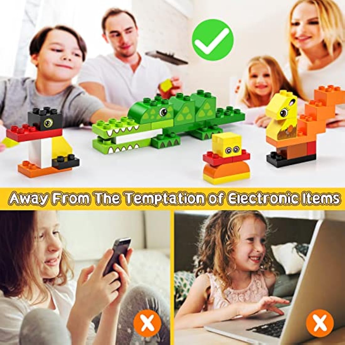burgkidz Big Building Blocks, 135 Pieces Classic Large Size Toddler Creative Building Bricks, Compatible Block Construction Toys with Storage Bucket, Educational Gift for Boys Girls 3+