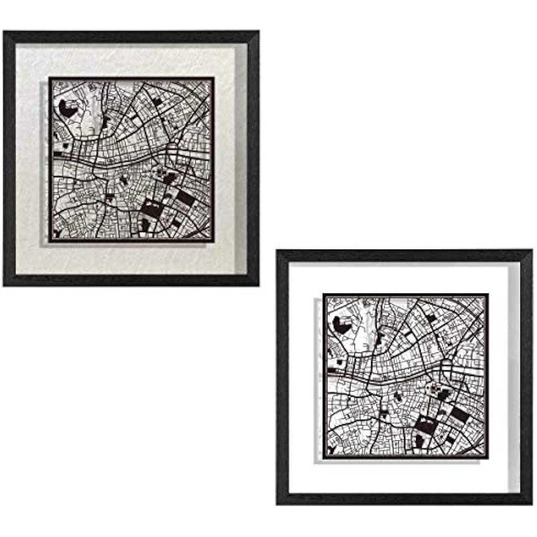 O3 DESIGN STUDIO Dublin Marco de Papel para mapas, Black map, Black frame, 9x9 inches, Gift Boxed, 2 background color, self-changing, Paper Art