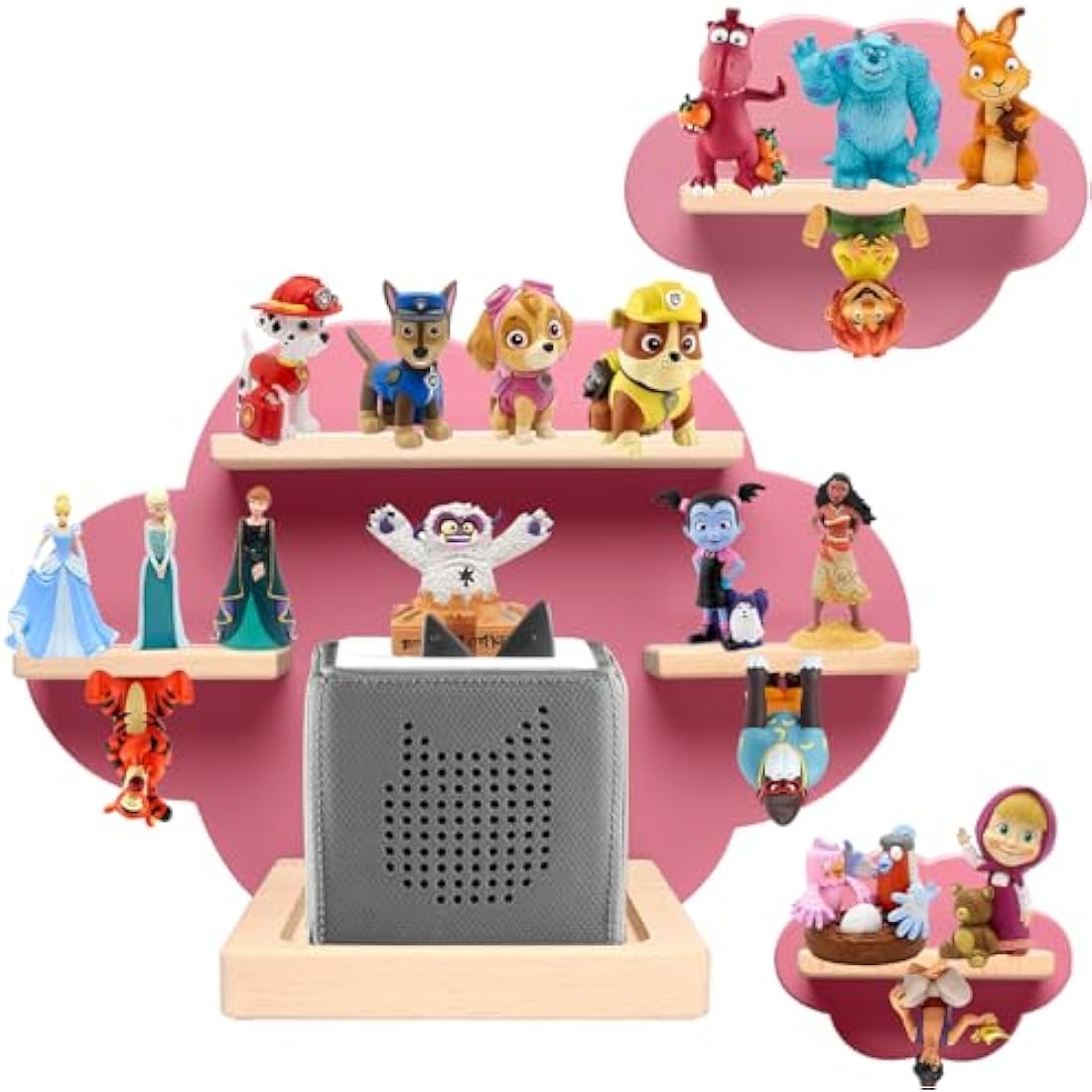 OPERMAXER Tonie Shelf Cloud for 30-35 Figures, Set of 3 Tonies Shelves for Toniebox & Tonies Audio Figures, Boys and Girls | Perfect Tonie Storage in the Children's Room (Pink)