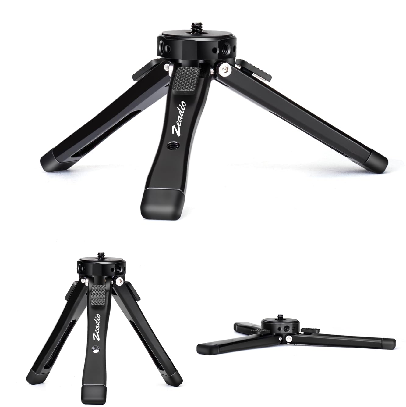 zeadio Heavy Duty Mini Metal Tripod Stand - Universal Small Table Tripod for Camera, Gimbal, Action Cam, Camcorder, Microphone, LED Light,