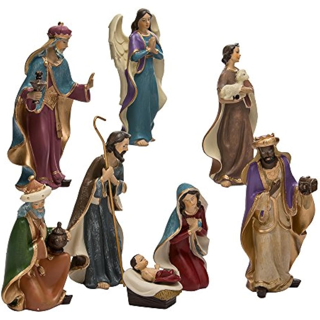 Kurt Adler Resin Nativity Figurine Set, 6.25-Inch, Set of 8