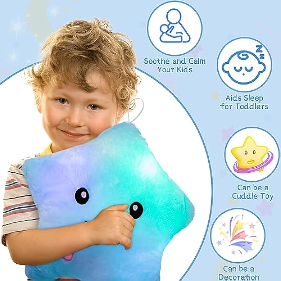 NYOBABE Sensory Toys for Autism,Light Up Star Teddy Sensory Lights for Toddlers,Kids Sleep Aid Adhd Autism Toys,Autism Sensory Equipment,Birthday Xmas Gifts for Boys Girls Ages 3 4 5 6 7 8 9 Blue